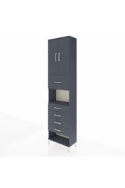 Arges Dolap 3 Raflı 5 Çekmeceli 2 Kapaklı 60x30x243 Antrasit-Antrasit