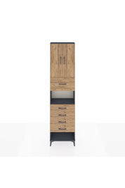 Arges Dolap 3 Raflı 5 Çekmeceli 2 Kapaklı 60x30x243 Antrasit-Çam