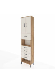 Arges Dolap 3 Raflı 5 Çekmeceli 2 Kapaklı 60x30x243 Çam-Aytaşı