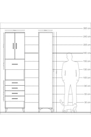 Arges Dolap 3 Raflı 5 Çekmeceli 2 Kapaklı 60x30x243 Çam-Aytaşı