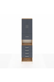 Arges Dolap 3 Raflı 5 Çekmeceli 2 Kapaklı 60x30x243 Çam-Antrasit