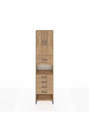 Arges Dolap 3 Raflı 5 Çekmeceli 2 Kapaklı 60x30x243 Çam-Çam