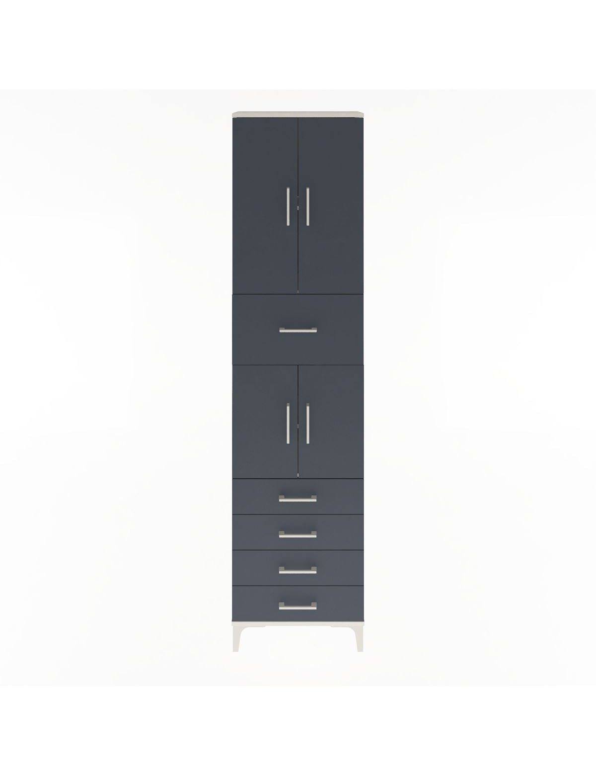 Arges Dolap 4 Raflı 5 Çekmeceli 4 Kapaklı 60x30x243 Aytaşı-Antrasit