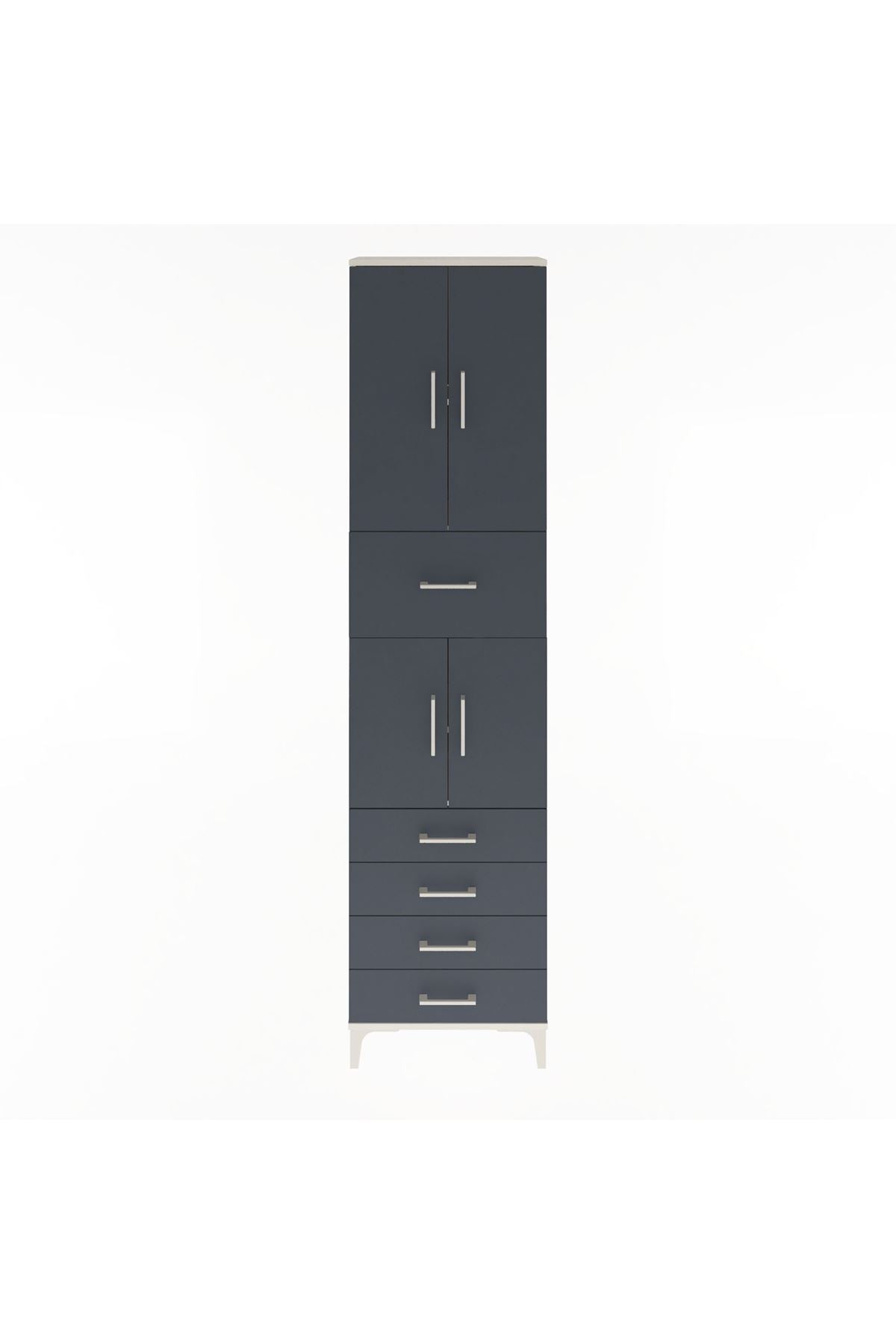 Arges Dolap 4 Raflı 5 Çekmeceli 4 Kapaklı 60x30x243 Aytaşı-Antrasit