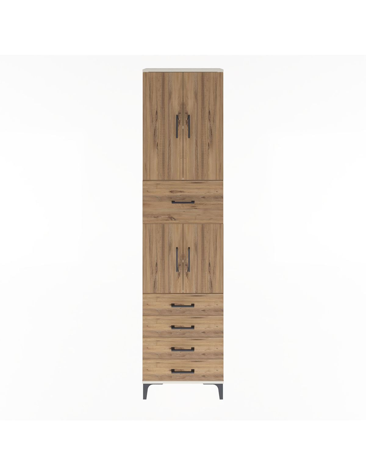 Arges Dolap 4 Raflı 5 Çekmeceli 4 Kapaklı 60x30x243 Aytaşı-Çam