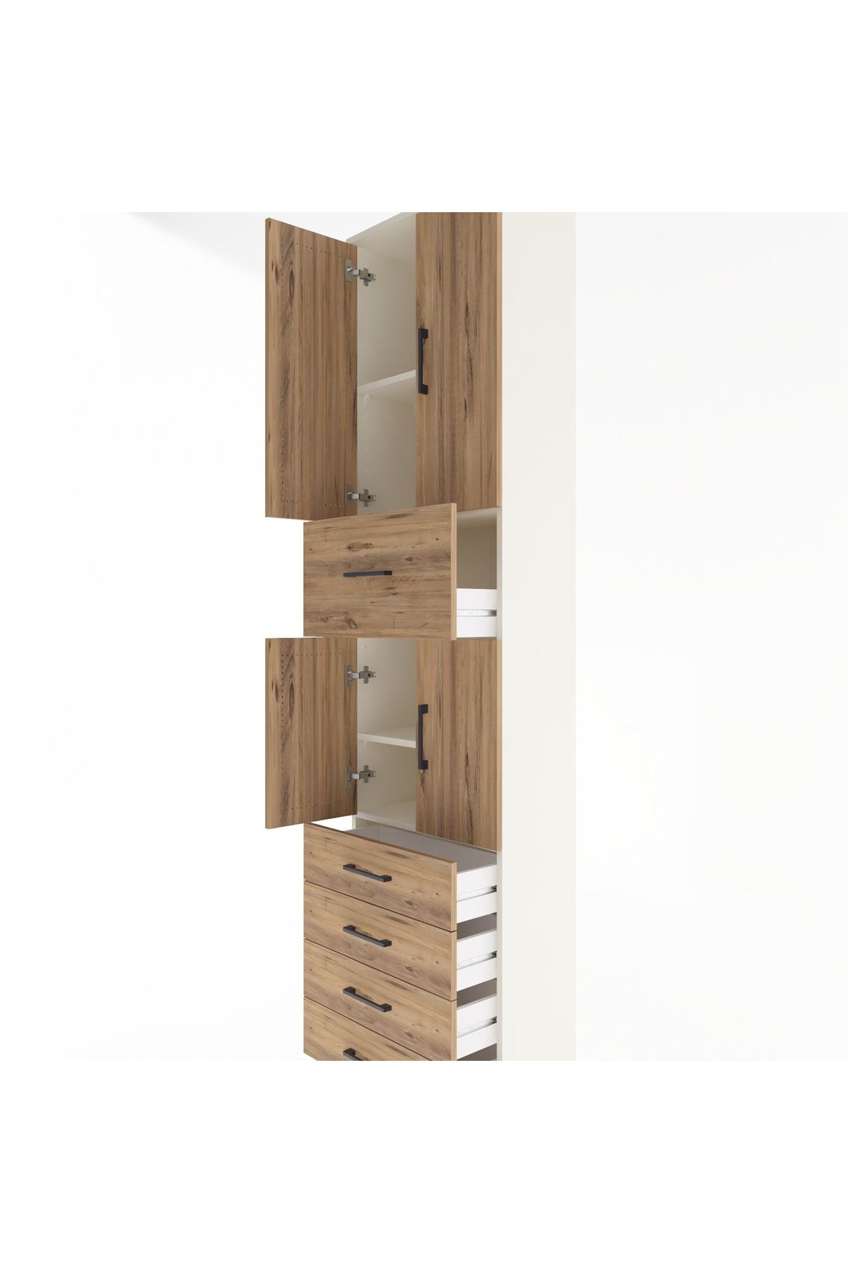 Arges Dolap 4 Raflı 5 Çekmeceli 4 Kapaklı 60x30x243 Aytaşı-Çam