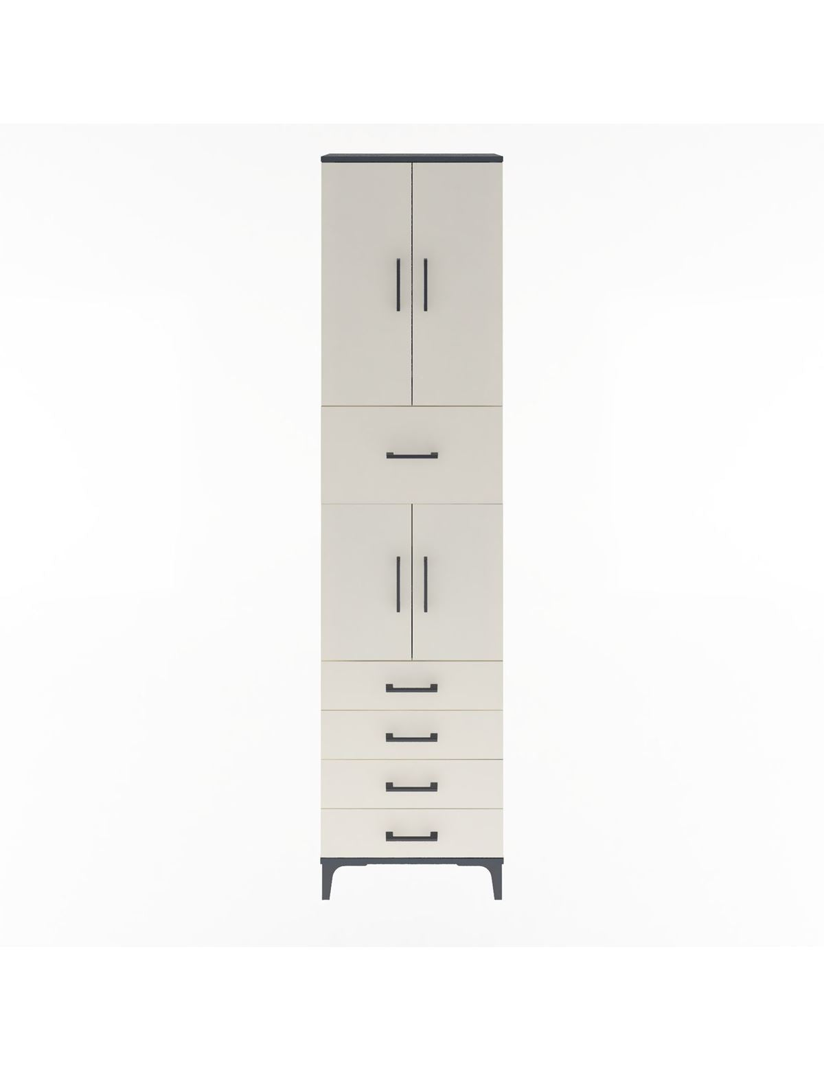 Arges Dolap 4 Raflı 5 Çekmeceli 4 Kapaklı 60x30x243 Antrasit-Aytaşı