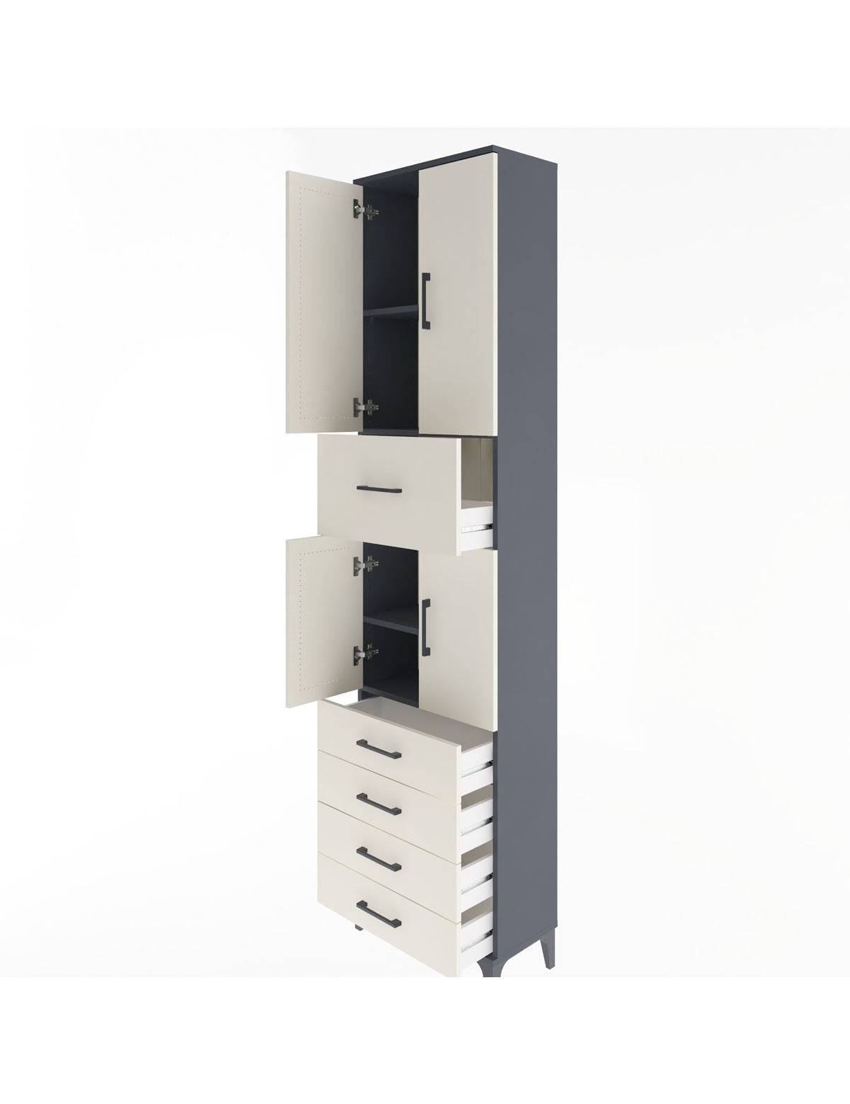 Arges Dolap 4 Raflı 5 Çekmeceli 4 Kapaklı 60x30x243 - S32M044V4A