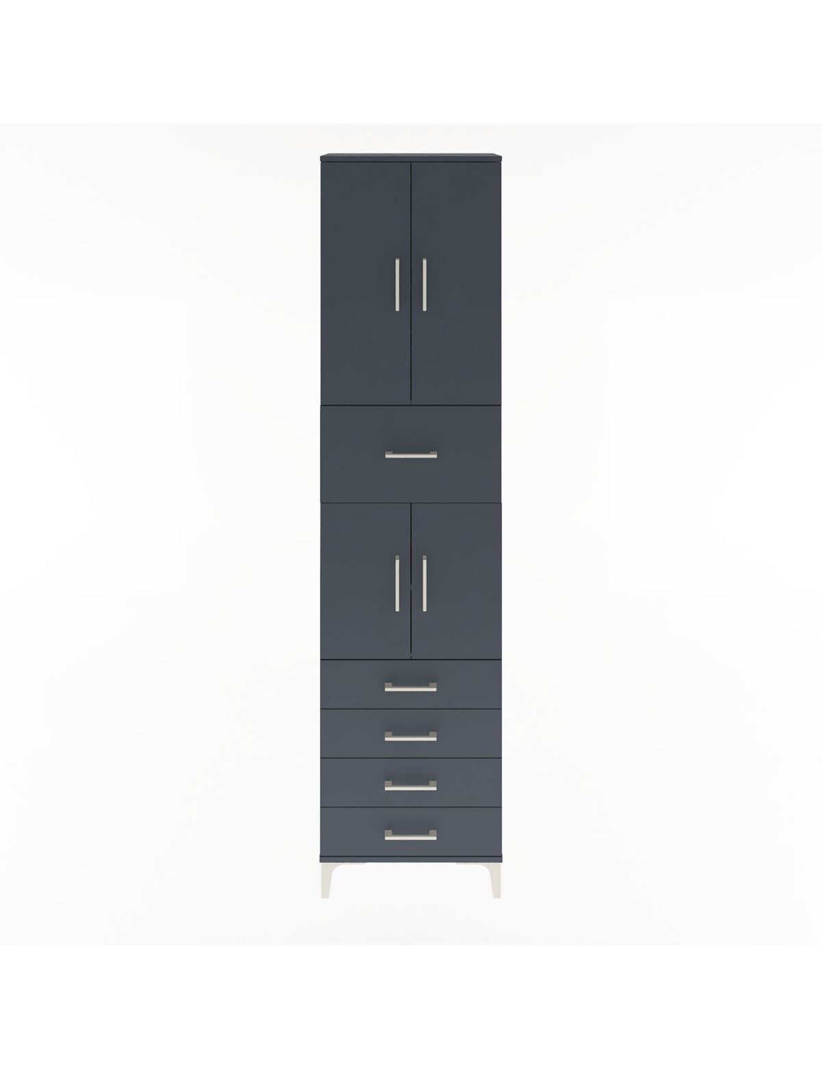 Arges Dolap 4 Raflı 5 Çekmeceli 4 Kapaklı 60x30x243 Antrasit-Antrasit