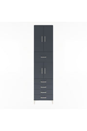 Arges Dolap 4 Raflı 5 Çekmeceli 4 Kapaklı 60x30x243 Antrasit-Antrasit