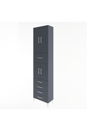 Arges Dolap 4 Raflı 5 Çekmeceli 4 Kapaklı 60x30x243 Antrasit-Antrasit