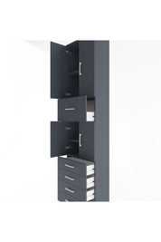 Arges Dolap 4 Raflı 5 Çekmeceli 4 Kapaklı 60x30x243 Antrasit-Antrasit