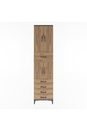 Arges Dolap 4 Raflı 5 Çekmeceli 4 Kapaklı 60x30x243 Antrasit-Çam