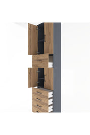 Arges Dolap 4 Raflı 5 Çekmeceli 4 Kapaklı 60x30x243 Antrasit-Çam