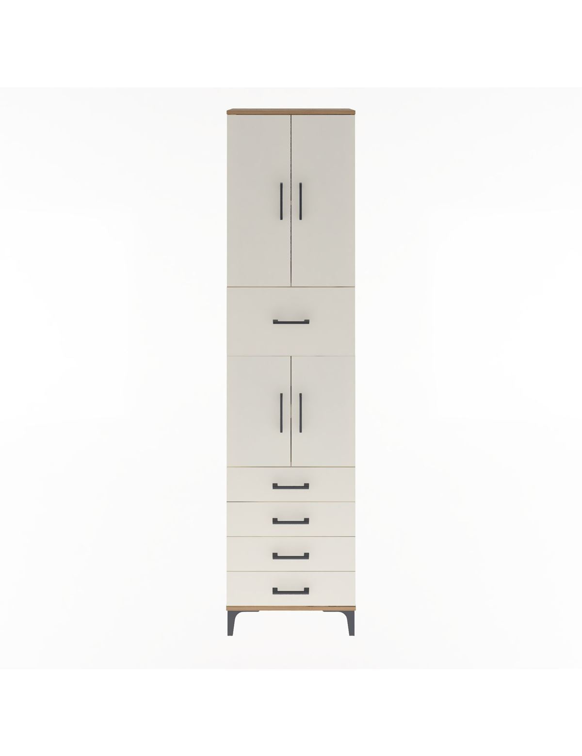 Arges Dolap 4 Raflı 5 Çekmeceli 4 Kapaklı 60x30x243 Çam-Aytaşı