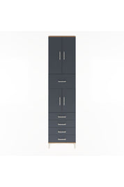 Arges Dolap 4 Raflı 5 Çekmeceli 4 Kapaklı 60x30x243 Çam-Antrasit
