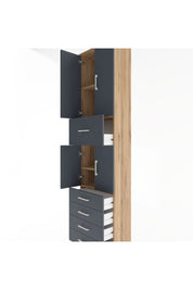 Arges Dolap 4 Raflı 5 Çekmeceli 4 Kapaklı 60x30x243 Çam-Antrasit