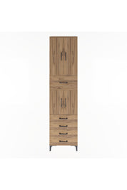 Arges Dolap 4 Raflı 5 Çekmeceli 4 Kapaklı 60x30x243 Çam-Çam