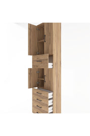 Arges Dolap 4 Raflı 5 Çekmeceli 4 Kapaklı 60x30x243 Çam-Çam
