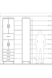 Arges Dolap 4 Raflı 5 Çekmeceli 4 Kapaklı 60x30x243 Çam-Çam