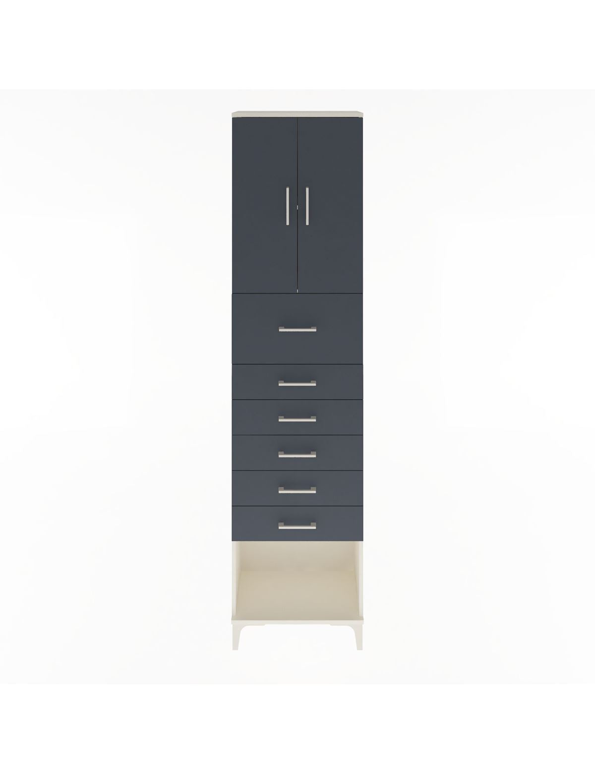 Arges Dolap 2 Raflı 6 Çekmeceli 2 Kapaklı 60x30x243 Aytaşı-Antrasit