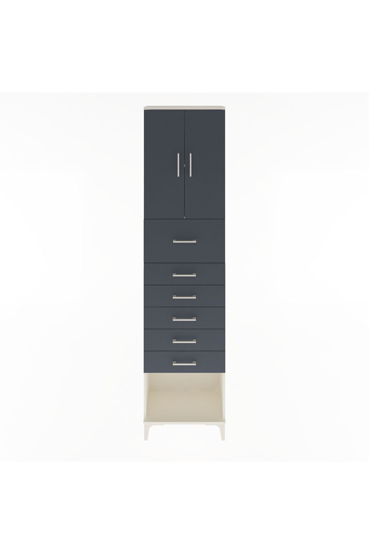 Arges Dolap 2 Raflı 6 Çekmeceli 2 Kapaklı 60x30x243 Aytaşı-Antrasit