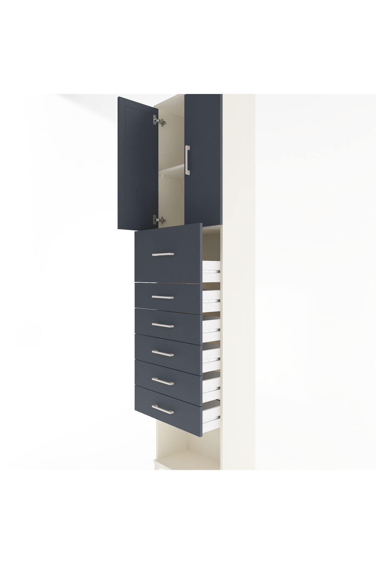 Arges Dolap 2 Raflı 6 Çekmeceli 2 Kapaklı 60x30x243 Aytaşı-Antrasit