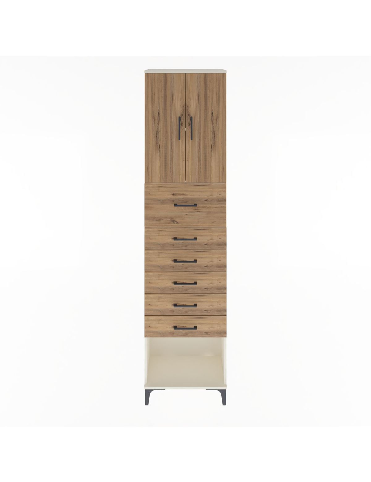 Arges Dolap 2 Raflı 6 Çekmeceli 2 Kapaklı 60x30x243 Aytaşı-Çam