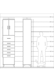 Arges Dolap 2 Raflı 6 Çekmeceli 2 Kapaklı 60x30x243 Antrasit-Aytaşı