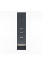 Arges Dolap 2 Raflı 6 Çekmeceli 2 Kapaklı 60x30x243 Antrasit-Antrasit