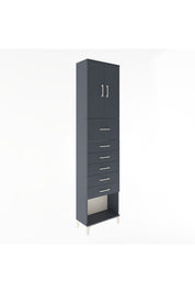 Arges Dolap 2 Raflı 6 Çekmeceli 2 Kapaklı 60x30x243 Antrasit-Antrasit