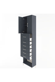 Arges Dolap 2 Raflı 6 Çekmeceli 2 Kapaklı 60x30x243 Antrasit-Antrasit