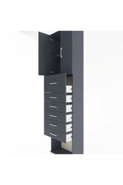 Arges Dolap 2 Raflı 6 Çekmeceli 2 Kapaklı 60x30x243 Antrasit-Antrasit