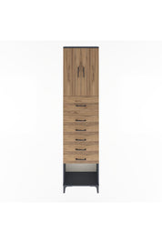 Arges Dolap 2 Raflı 6 Çekmeceli 2 Kapaklı 60x30x243 Antrasit-Çam