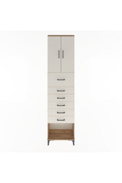 Arges Dolap 2 Raflı 6 Çekmeceli 2 Kapaklı 60x30x243 Çam-Aytaşı