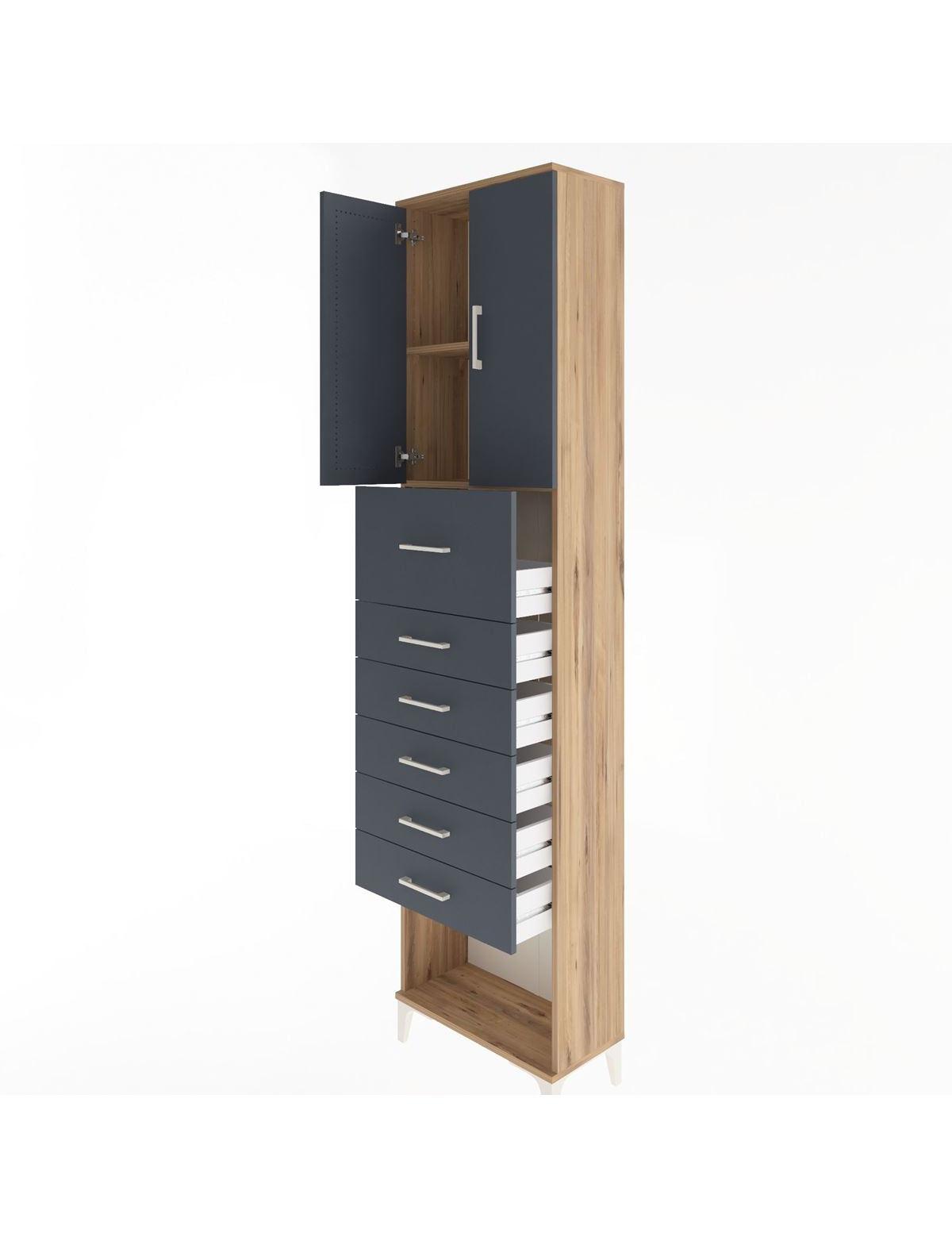 Arges Dolap 2 Raflı 6 Çekmeceli 2 Kapaklı 60x30x243 - S32M045V8A
