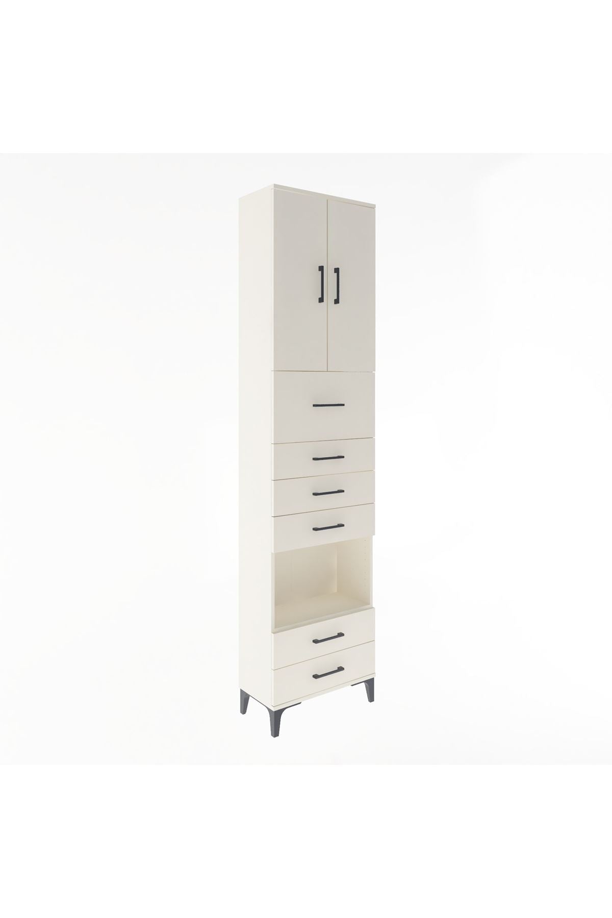 Arges Dolap 3 Raflı 6 Çekmeceli 2 Kapaklı 60x30x243 Aytaşı-Aytaşı