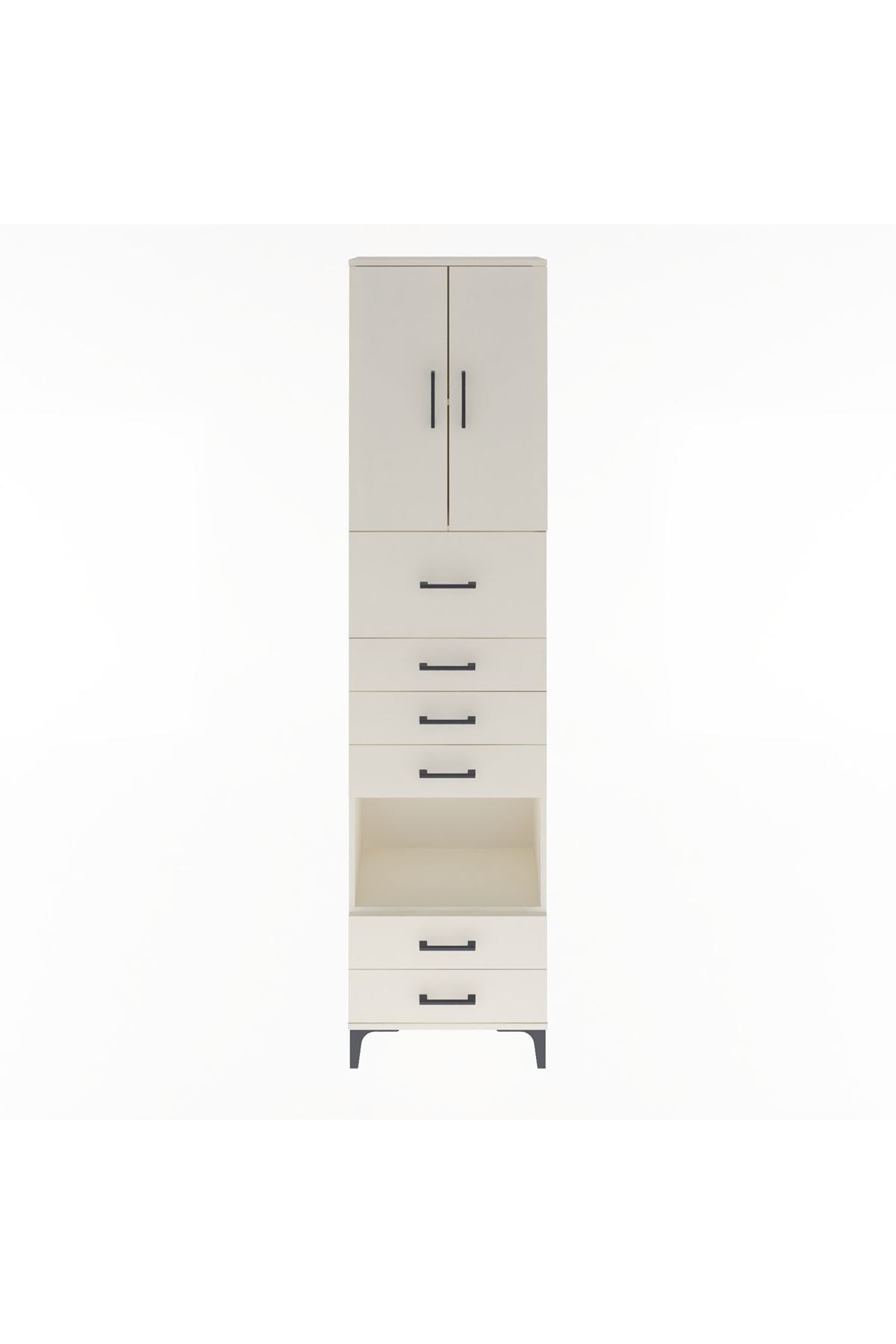 Arges Dolap 3 Raflı 6 Çekmeceli 2 Kapaklı 60x30x243 Aytaşı-Aytaşı