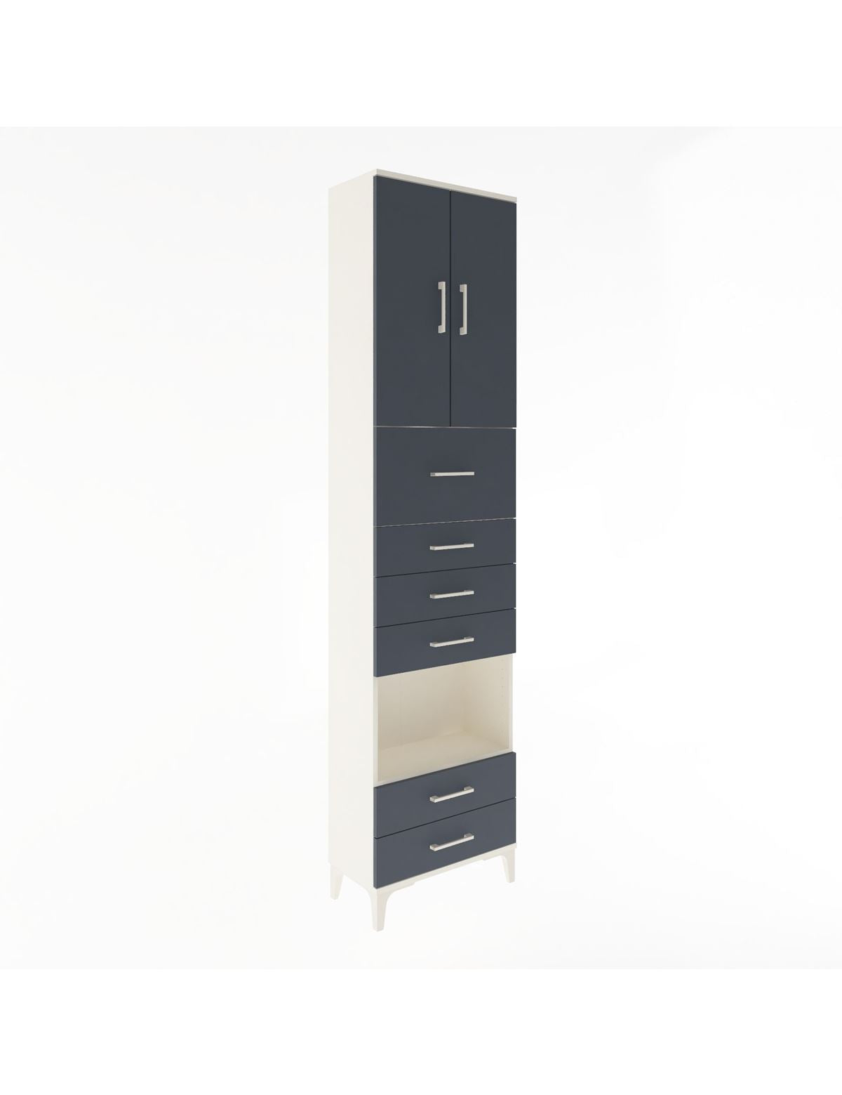 Arges Dolap 3 Raflı 6 Çekmeceli 2 Kapaklı 60x30x243 Aytaşı-Antrasit