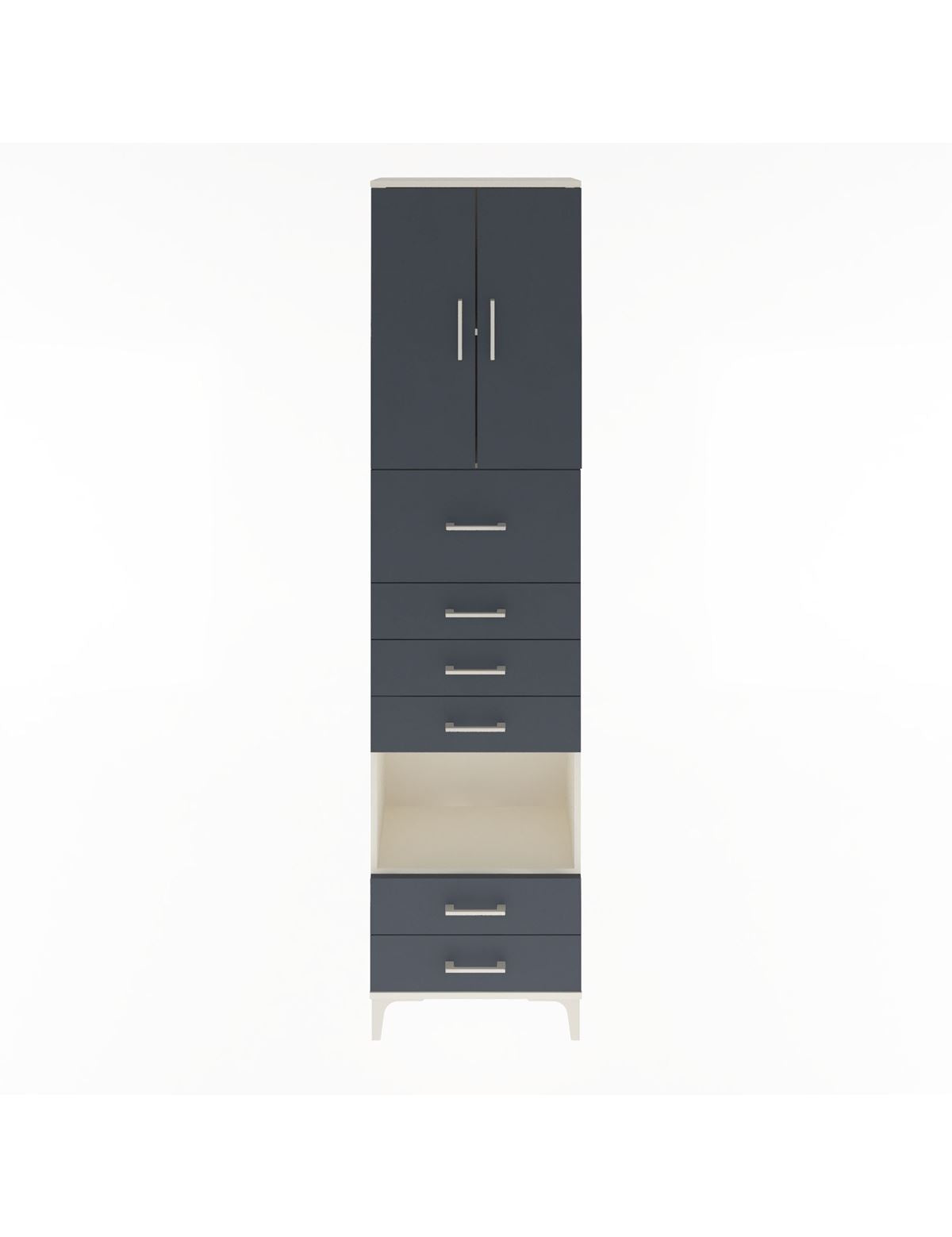 Arges Dolap 3 Raflı 6 Çekmeceli 2 Kapaklı 60x30x243 Aytaşı-Antrasit