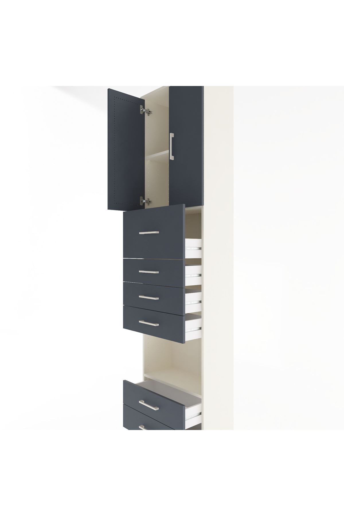 Arges Dolap 3 Raflı 6 Çekmeceli 2 Kapaklı 60x30x243 Aytaşı-Antrasit