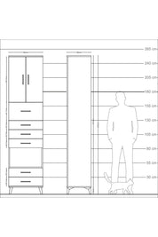 Arges Dolap 3 Raflı 6 Çekmeceli 2 Kapaklı 60x30x243 Aytaşı-Çam