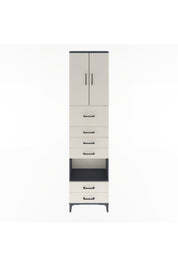 Arges Dolap 3 Raflı 6 Çekmeceli 2 Kapaklı 60x30x243 Antrasit-Aytaşı