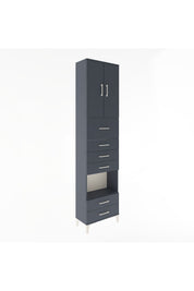 Arges Dolap 3 Raflı 6 Çekmeceli 2 Kapaklı 60x30x243 Antrasit-Antrasit