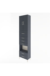 Arges Dolap 3 Raflı 6 Çekmeceli 2 Kapaklı 60x30x243 Antrasit-Antrasit