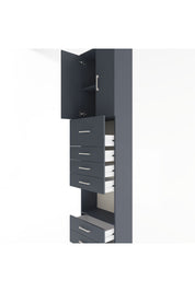 Arges Dolap 3 Raflı 6 Çekmeceli 2 Kapaklı 60x30x243 Antrasit-Antrasit