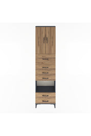 Arges Dolap 3 Raflı 6 Çekmeceli 2 Kapaklı 60x30x243 Antrasit-Çam