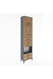 Arges Dolap 3 Raflı 6 Çekmeceli 2 Kapaklı 60x30x243 Antrasit-Çam