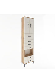 Arges Dolap 3 Raflı 6 Çekmeceli 2 Kapaklı 60x30x243 Çam-Aytaşı