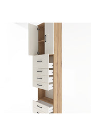 Arges Dolap 3 Raflı 6 Çekmeceli 2 Kapaklı 60x30x243 Çam-Aytaşı